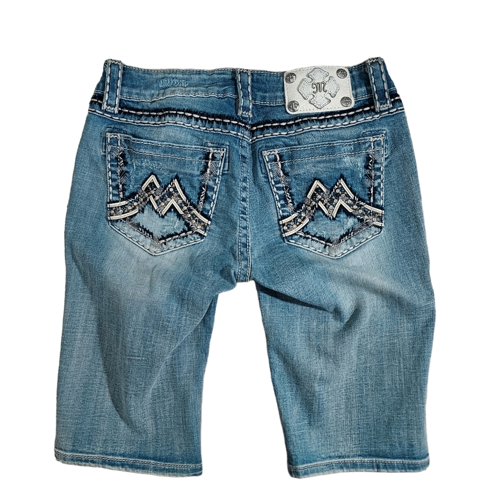 Miss Me Mid-Rise Bermuda denim shorts 27
